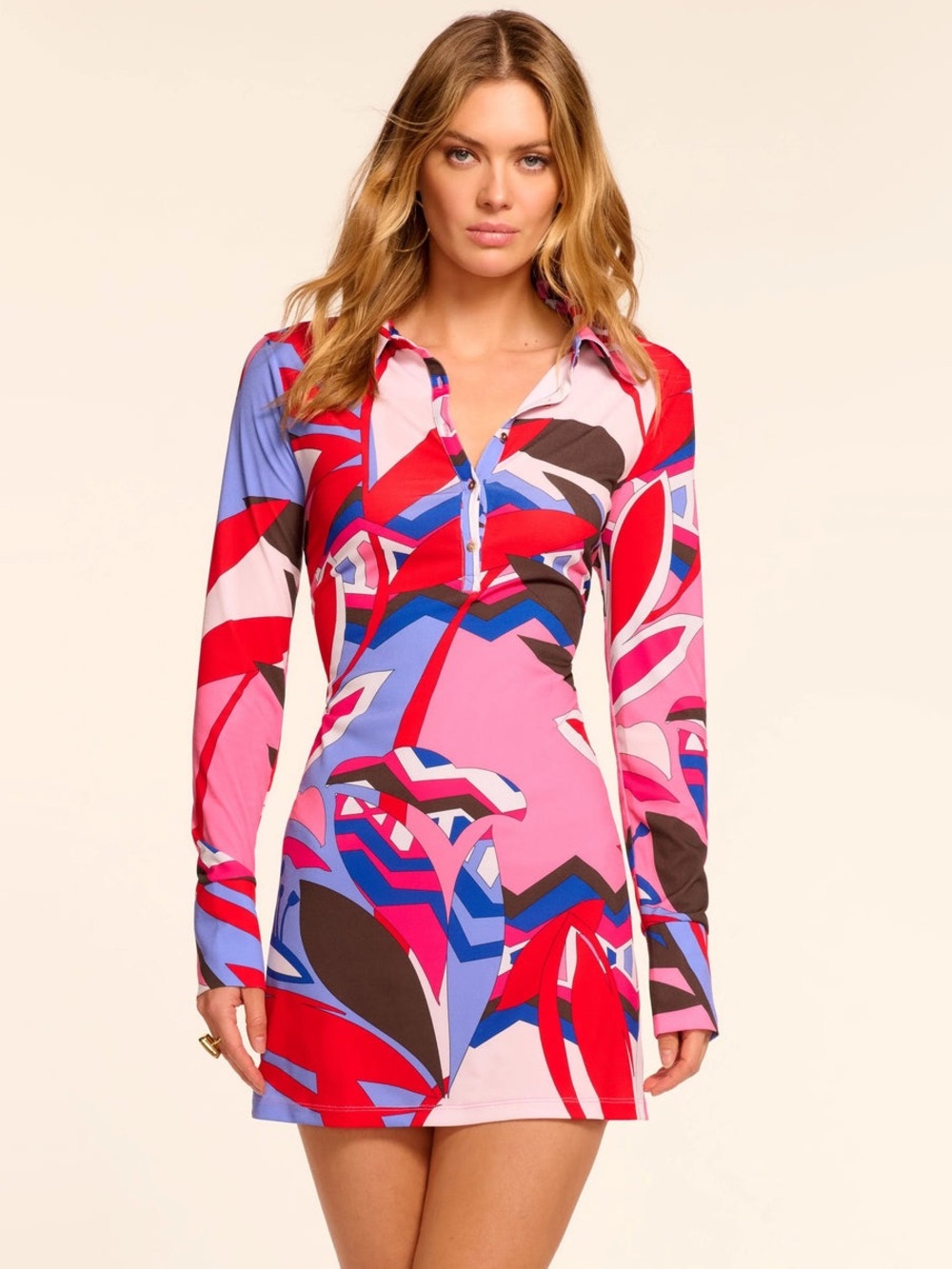 Ramy Brook Berenice Pink Multi Color Retro Mod Dress Rosa Paradiso NWT